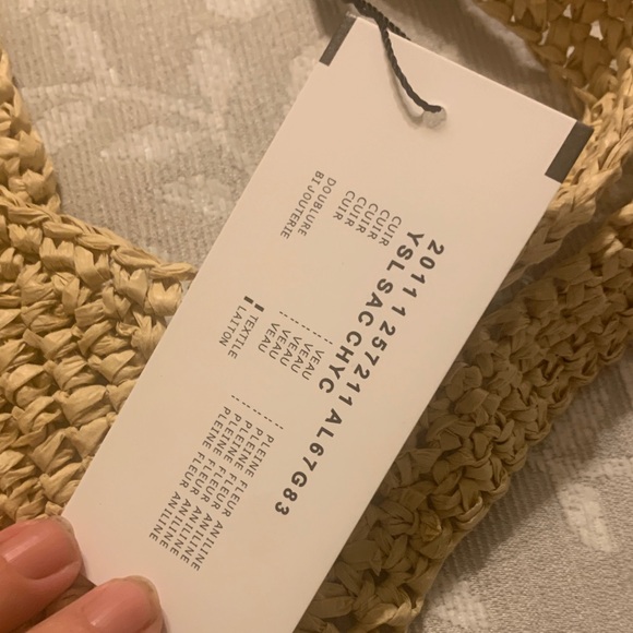 Saint Laurent Raffia Tote in Tan with Gold YSL Emblem - Picture 6 of 11